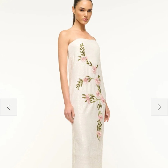 STAUD beaded Casey magnolia dress NWT - Picture 9 of 12